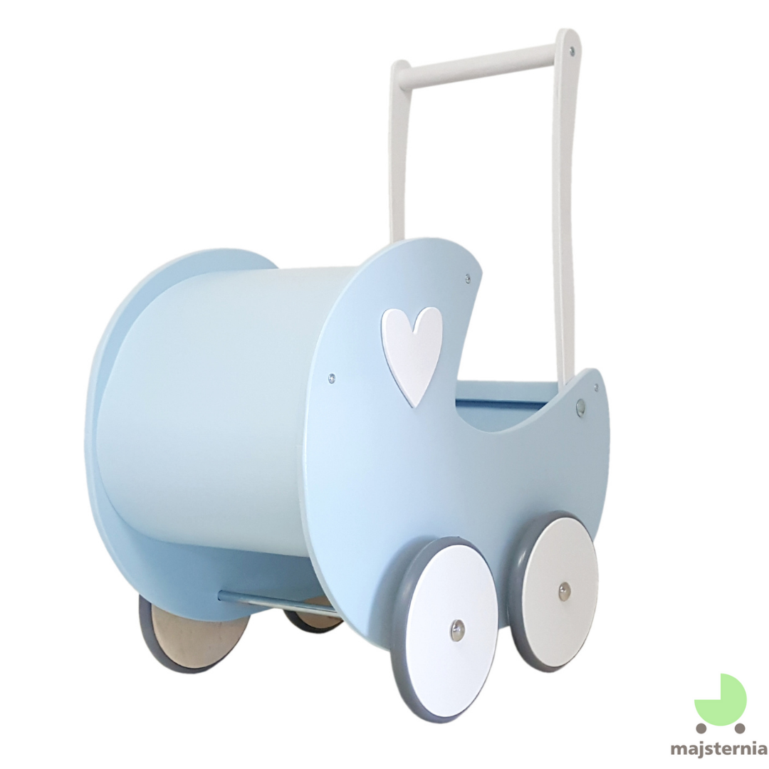 Drewniany wózek dla lalek "budka" z regulowaną rączką - obrazek 4