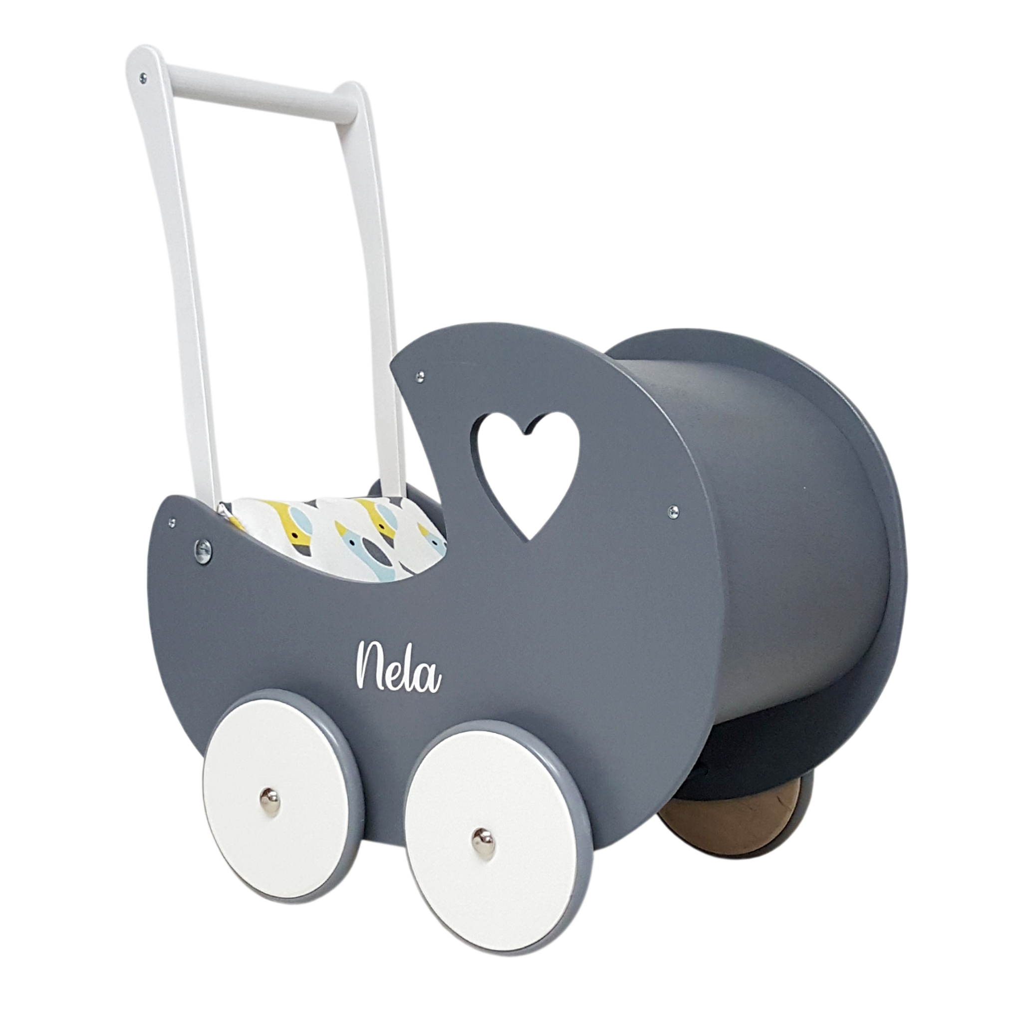 Drewniany wózek dla lalek "budka" z regulowaną rączką - obrazek 5