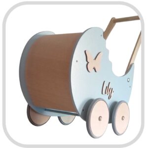 Drweniany wózek dla lalek