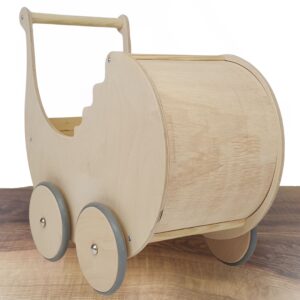 Drewniany wózek dla lalek "budkofalbanka" z regulowaną rączką