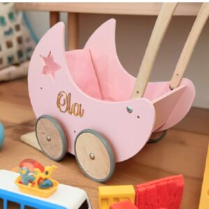 Drewniany wózek dla lalek „Księżyc” glamour